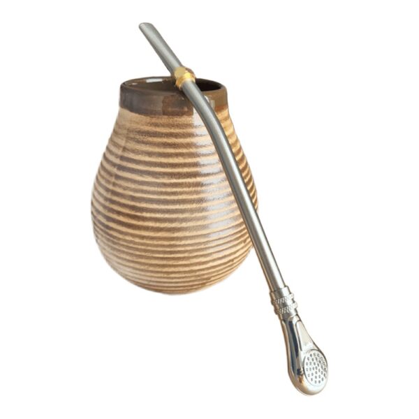 Zestaw do yerba mate: naczynie Calabaza miodowe i bombilla Pampa 19 cm